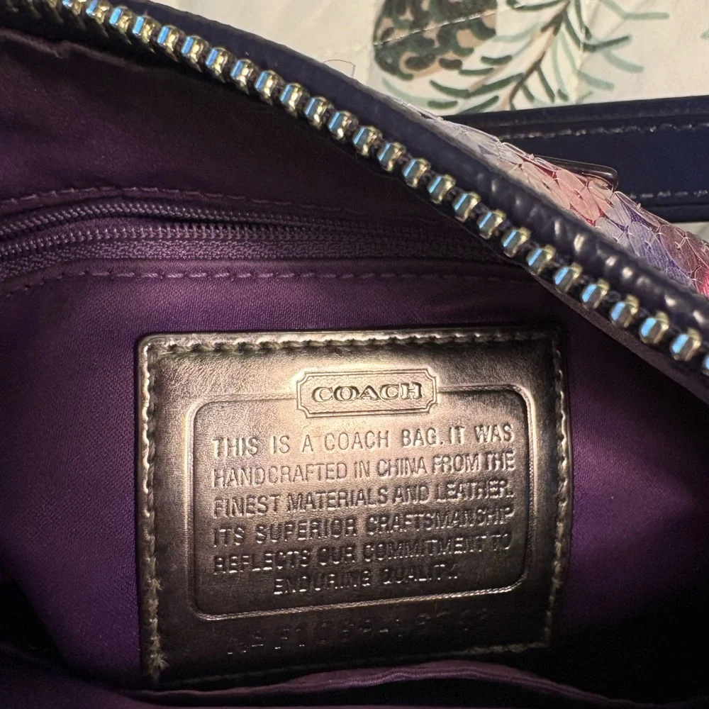 Coach Poppy sequins shimmer bag purple plaid shoulder purse special edition - Picture 7 of 12